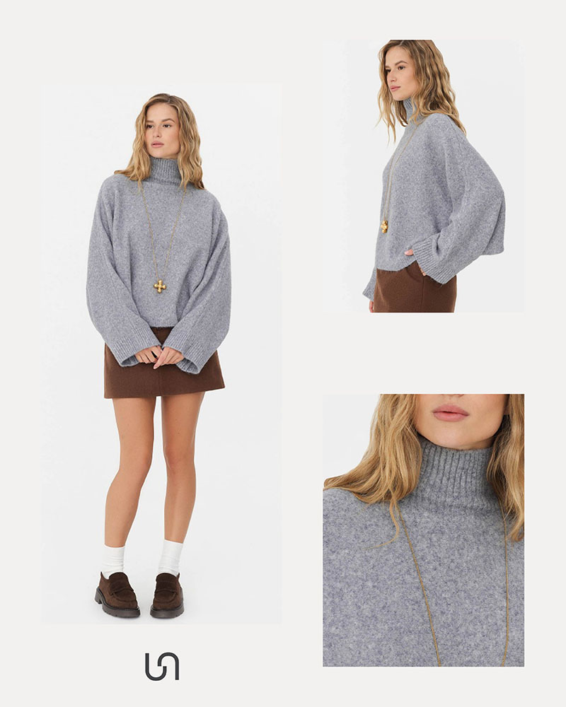 Winter Mast-Heves by FASHIONISTA_Sweater with Stand Collar