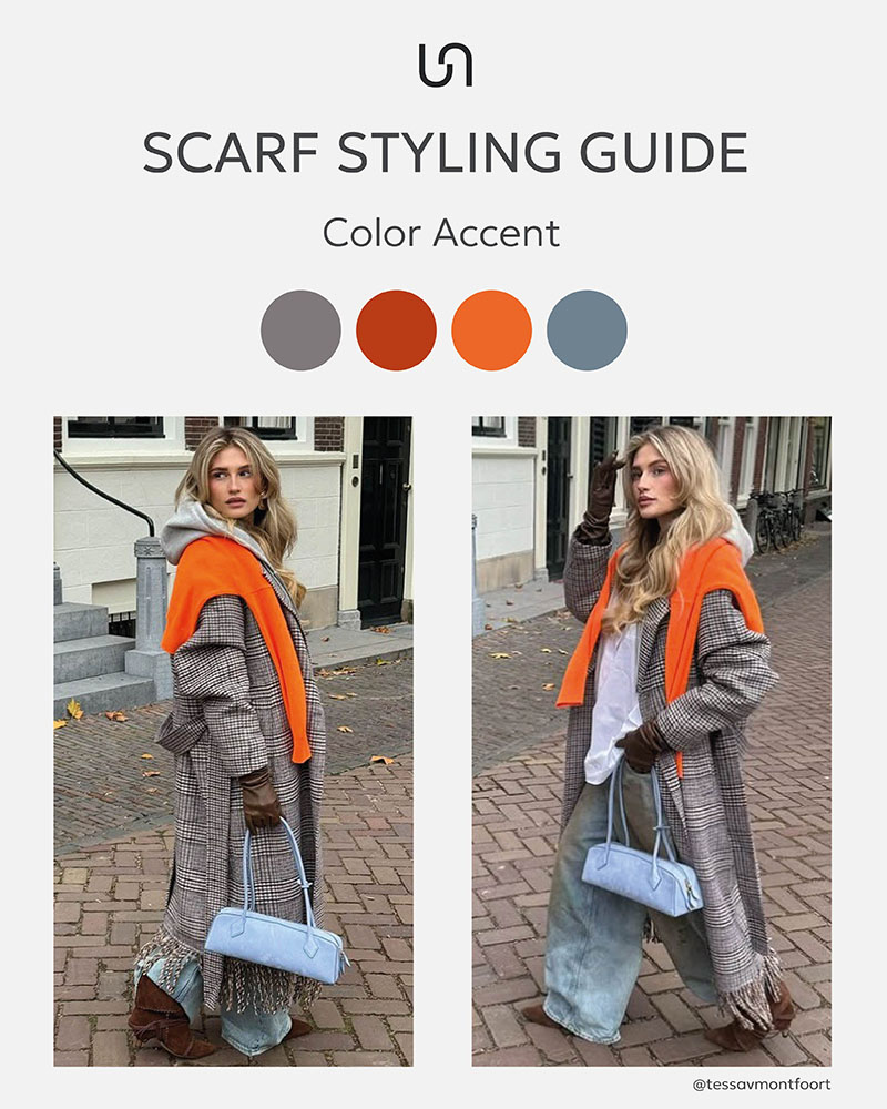 How to Style a Scarf: Color Accent_FASHIONISTA