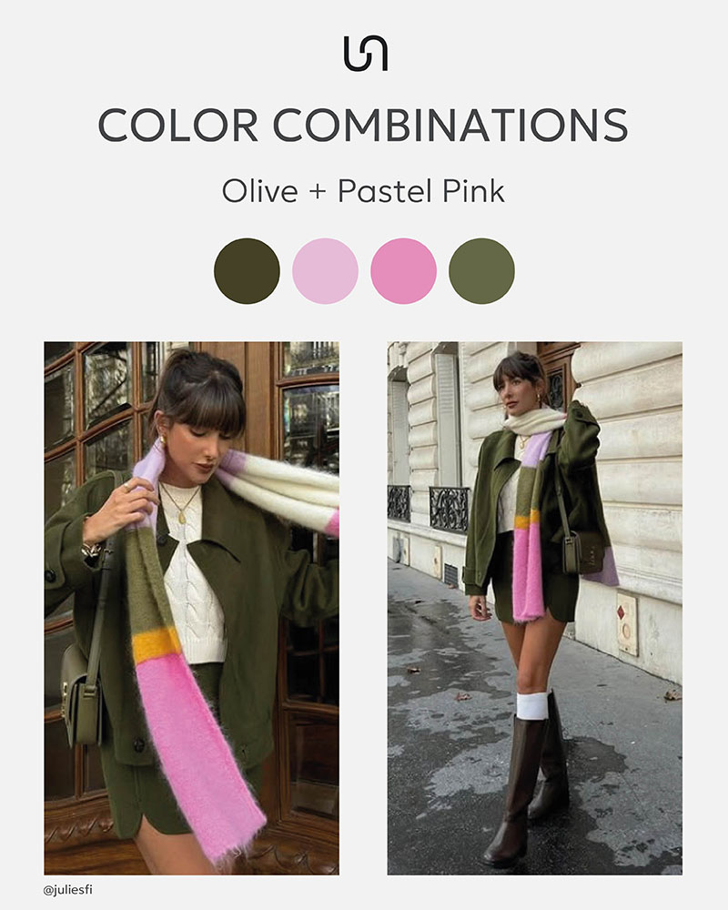 Color combinations by FASHIONISTA_Olive + Pastel Pink