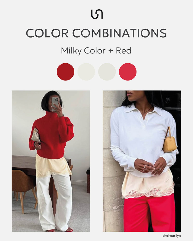Color combinations by FASHIONISTA_Milky Color + Red