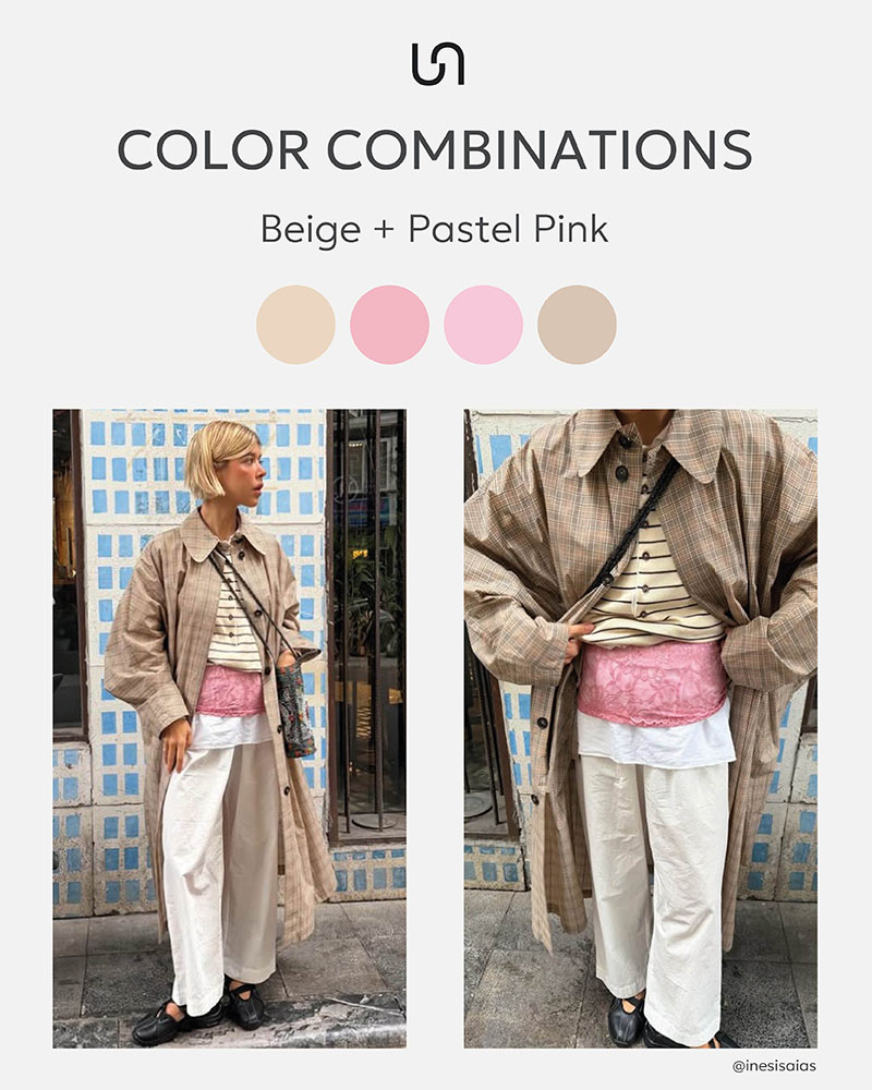 Color combinations by FASHIONISTA_Beige + Pastel Pink