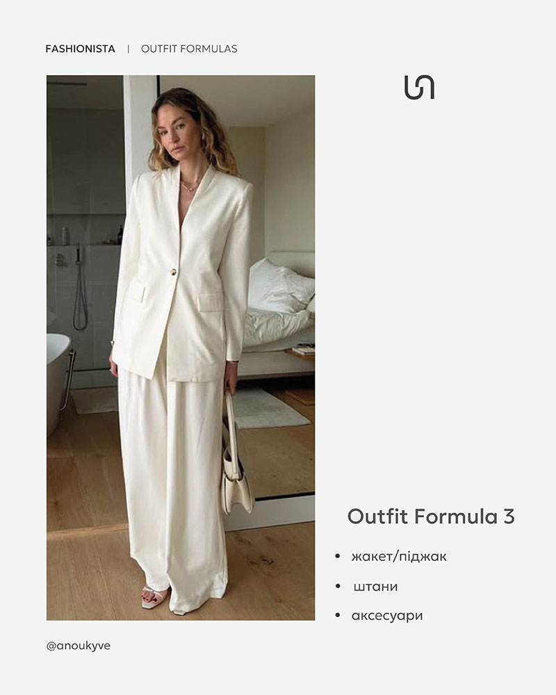 Outfit Formula: blazer / jacket + trousers + accessories_FASHIONISTA